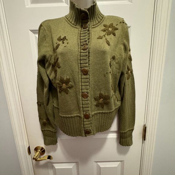 Telluride Clothing co. size large green button up sweater - Picture 4 of 5